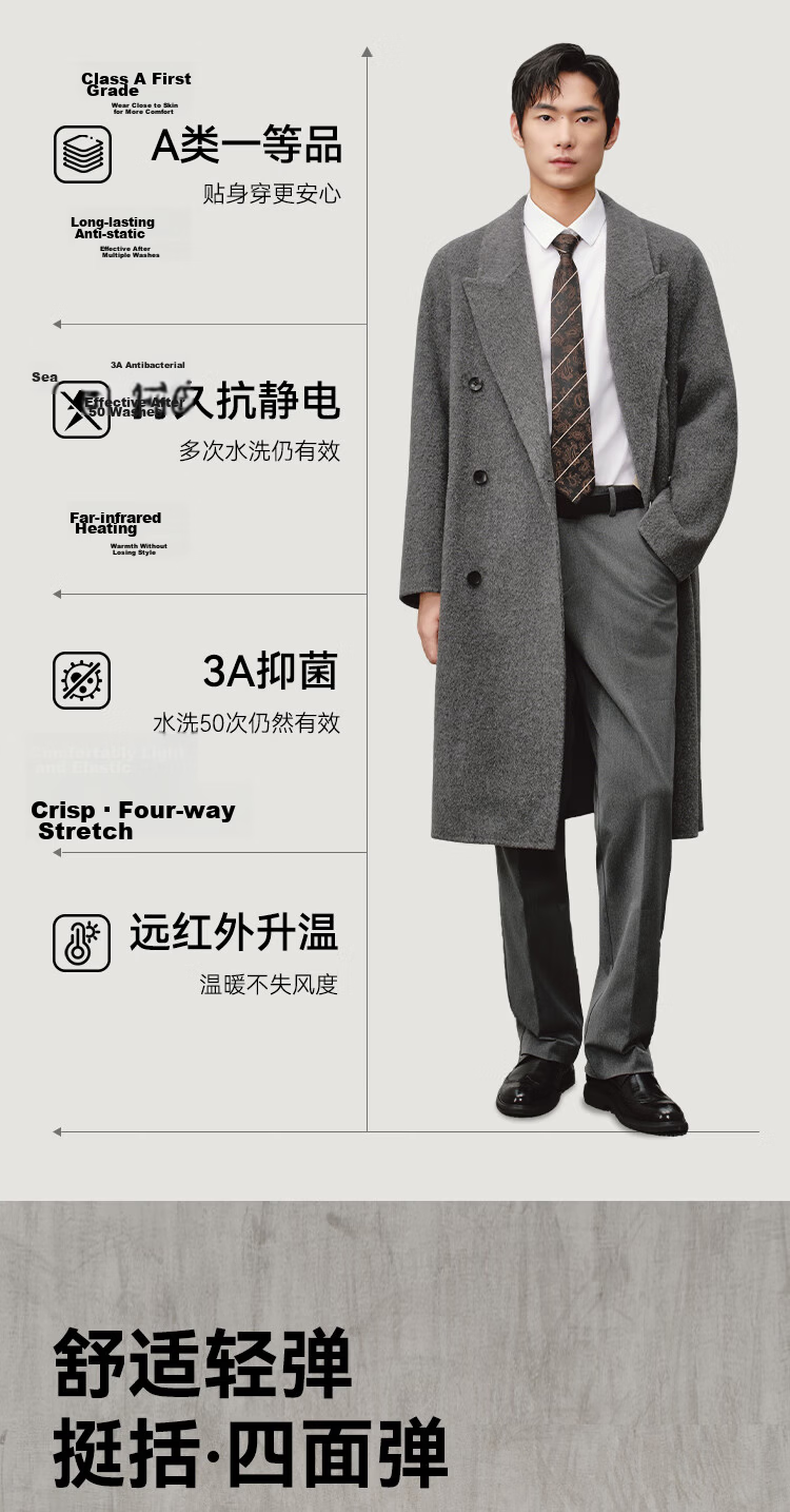 JD Jingzao Fleece Lined Thickened Brushed Men's Casual Dress Pants Warm Black 36 5
