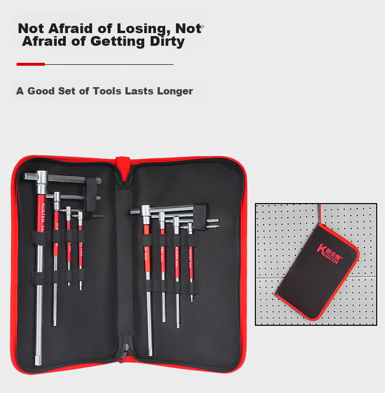 Kuanteng Industrial Grade T-Handle Hex Key Sliding Bar Wrench Set Extended Universal T-Shape Extra Long High Hardness Sliding Rod 7