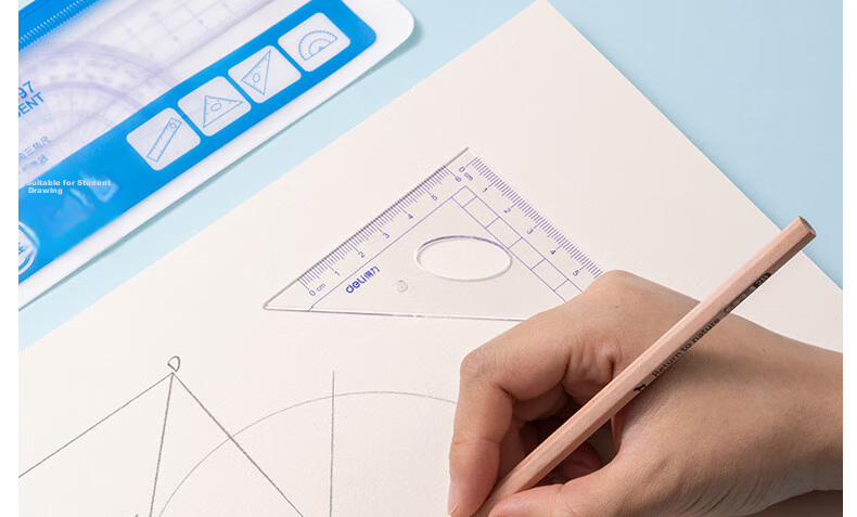 Deli Three-In Ruler Set, 4-Piece Drawing And Drafting Kit, for Postgraduate Entrance Exam, College Entrance Exam, Blessing Gift, High School Graduation Exam, Straight Ruler, Triangle Ruler, Protractor 10