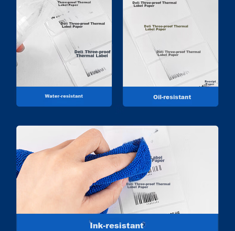 Deli 60*40mm 950 Sheets x 2 Rolls Bering Sea Tri-proof Thermal Labels Food and Apparel Adhesive Printing Paper 12202 [Compatible with 3-inch Label Printer 720C etc.] 4