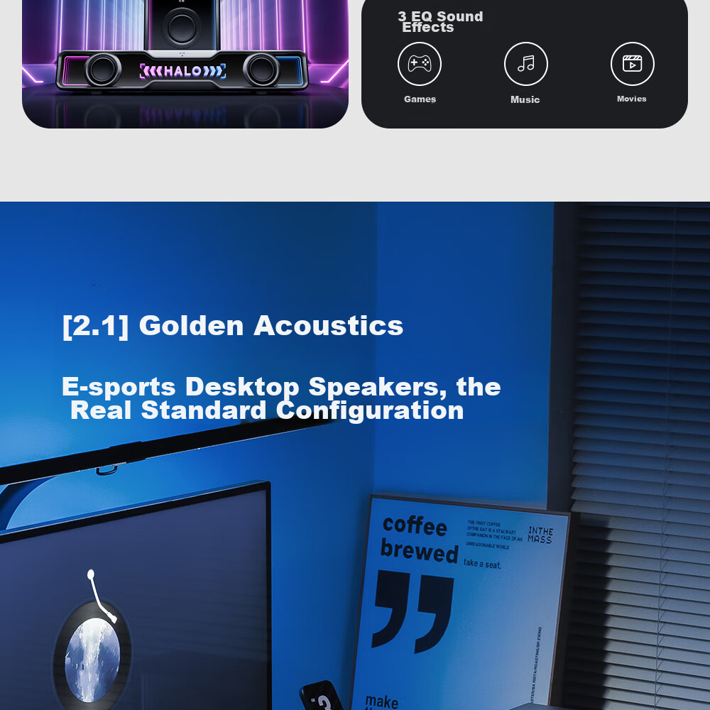 EDIFIER Halo Soundbar Max Computer Speakers, Abyss Ambient Light, Desktop PS5 Gaming Speakers, Dawn White 5