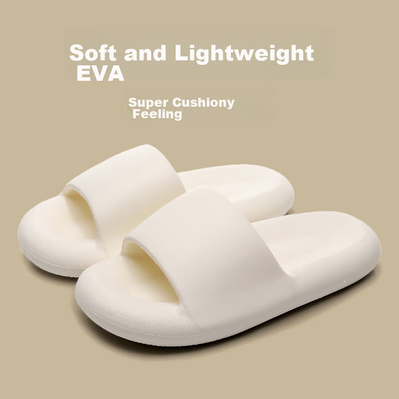 GUOLUOFEI Memory Foam Slippers for Women and Men Summer Home Couples Bathroom Shower Thick Sole White Size 36-37