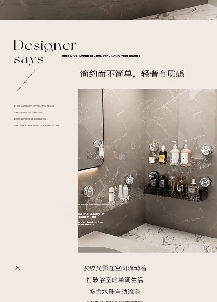 Jialifang Suction Cup Bathroom Storage Rack Bathroom Washbasin Sink Corner Shelf Transparent Vertical Style 1