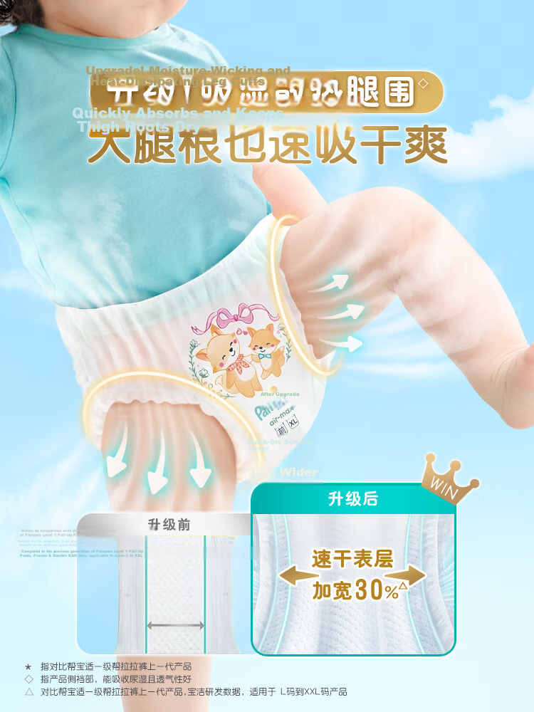 Pampers New First-Level Cooling Pull-Up Diapers 4XL36 Summer Ultra-Thin Breathable Quick-Dry Baby Diapers 5