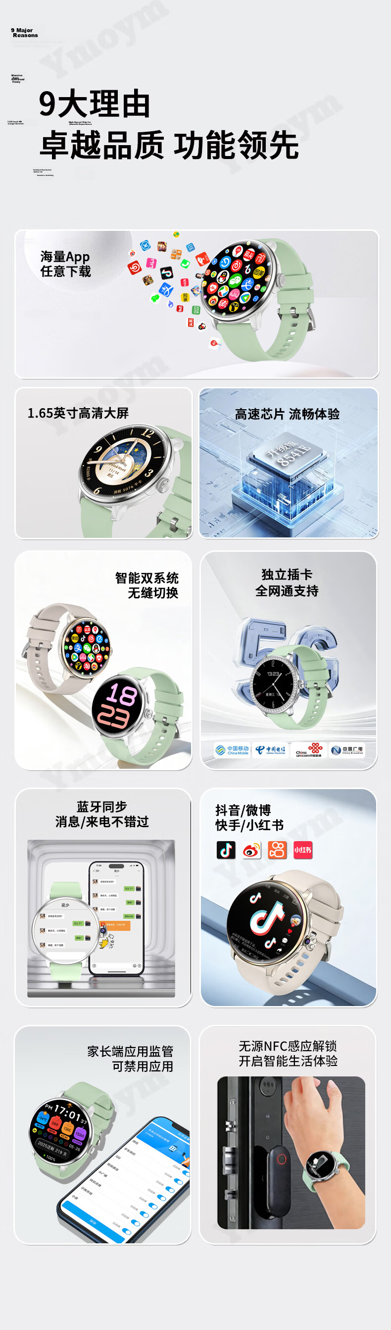 YMOYM Women's Luxury Smart Phone Watch with 5G Video, WeChat, SIM Card, AI Navigation for Students and Adults 3