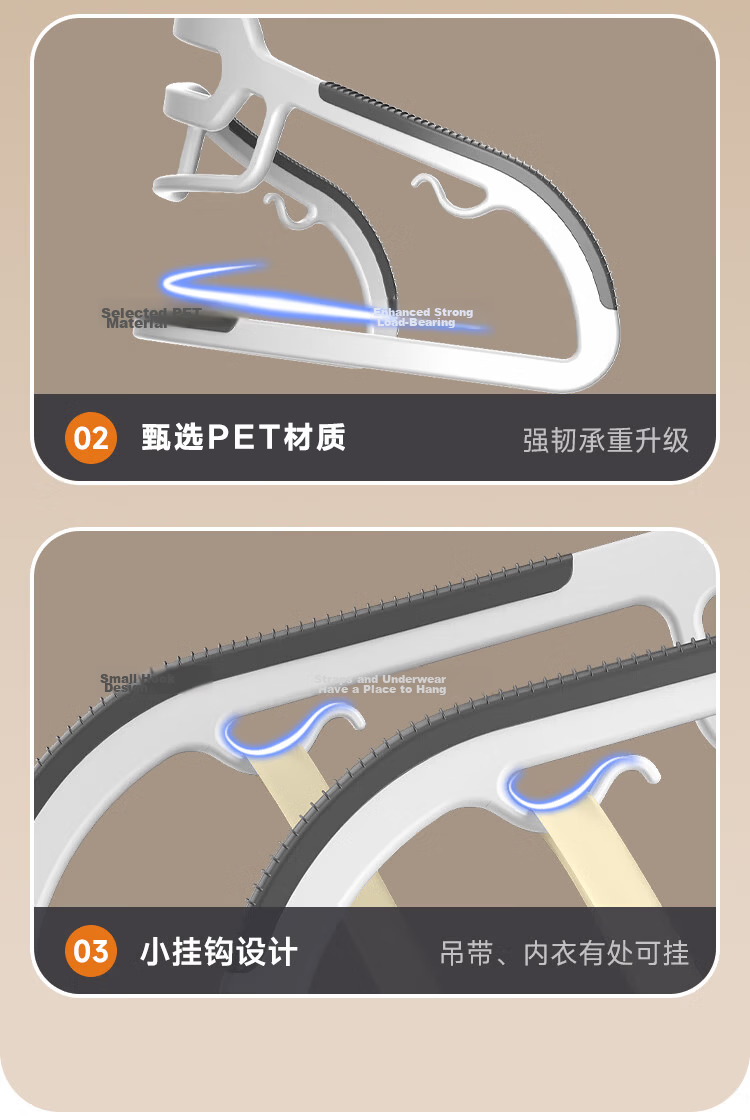 Jiabangshou Non-Slip Seamless Hangers, 20 Pieces, for Dormitory Students And Balcony Use 13