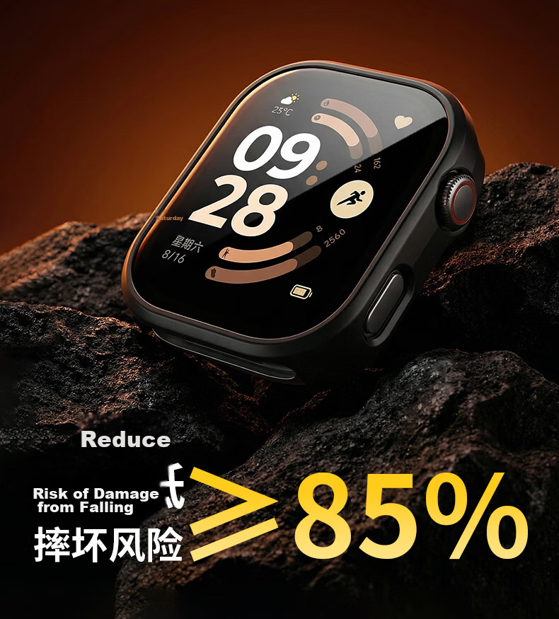 CHENSONG Protective Case and Tempered Film for Xiaomi Redmi Watch 6, PC Scratch-Resistant Durable Sensitive Touch Black 2