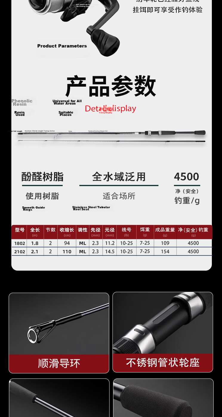 Guangwei [Lure Fishing Set with Line and Bait] Leopard Shadow Lure Rod Straight Handle Smooth Blackfish Bass 2.1ML Fast Action 7