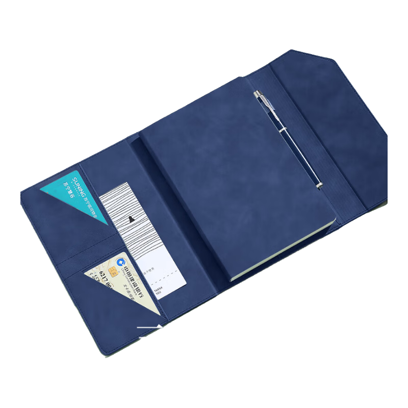 Jiaranheng Notebook, Stylish High-Quality Journal, Premium Business Office Stationery, A5 Thick Leather Cover Notebook, Meeting Record Book, Work Diary, Customizable, Deep Sea Blue