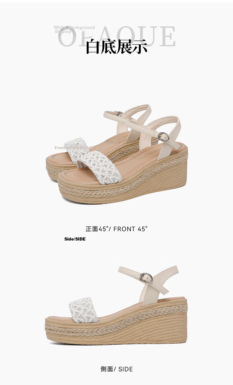 Red Dragonfly Women's Wedge Sandals Thick Sole One-Strap Casual Shoes Height Increasing Soft Sole Beach Shoes WLK266892 Beige Size 38 10