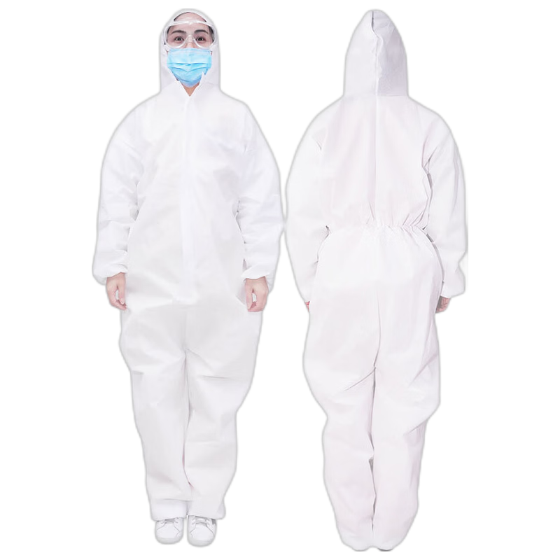 BAIGE One-Piece Protective Coverall Industrial Dust and Paint Spray Protection Disposable Isolation Hooded Suit White 1 Piece