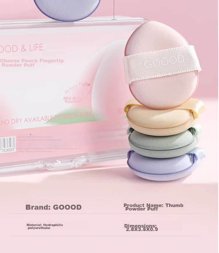 Goood GOOOD Finger Powder Puff, Thumb Small Pink Puff, Palm Puff, Pointed Tip Setting Powder, Small Finger Air Cushion Mini 18