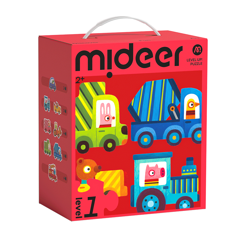 MiDeer Advanced Puzzle, Early Education Paper Large Piece Puzzle for Toddlers, Level 1 - Animal And Transportation (Storage Bag Version), Children's Gift