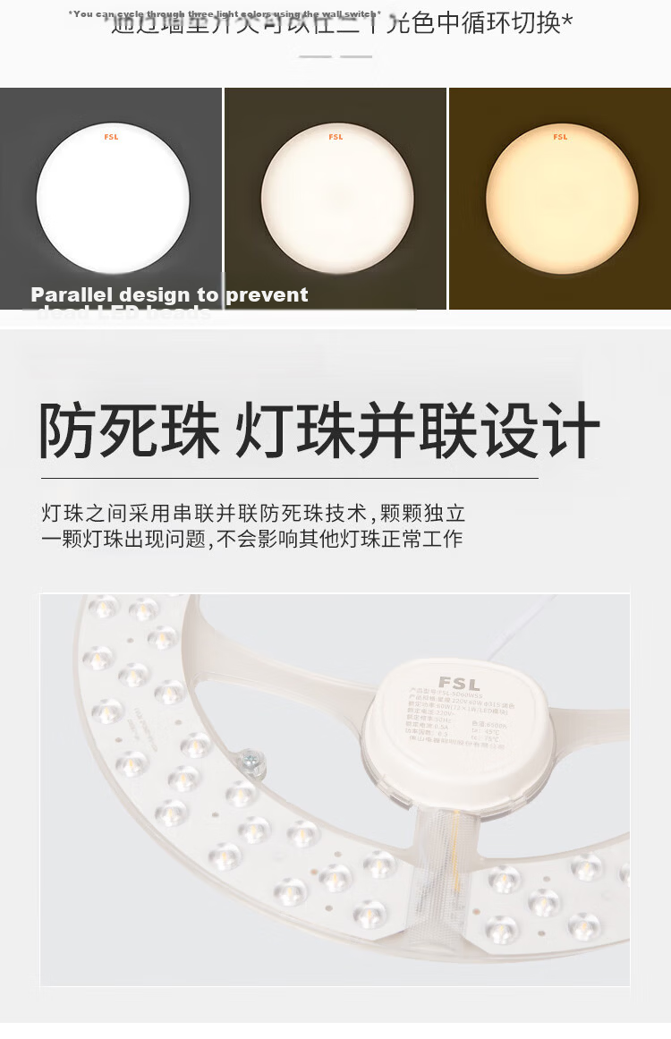 Foshan Lighting (FSL) LED Panel Ceiling Light Core Round Retrofit Light Board Replacement Ring LED Strip Module 13W/Neutral White/Upgraded Version 9
