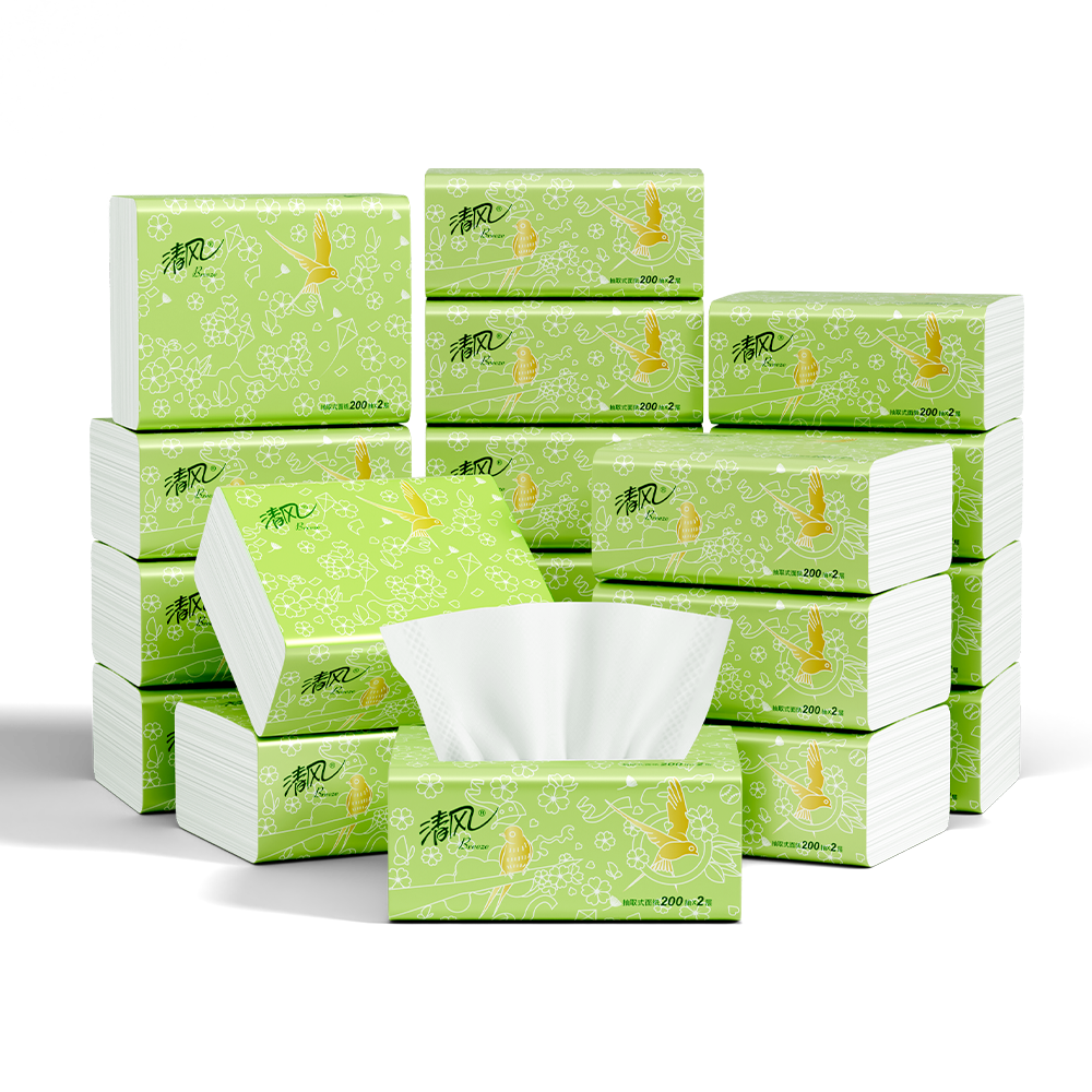 Qingfeng Facial Tissue Original Wood 2-Ply 200 Sheets * 20 Packs S Size Box