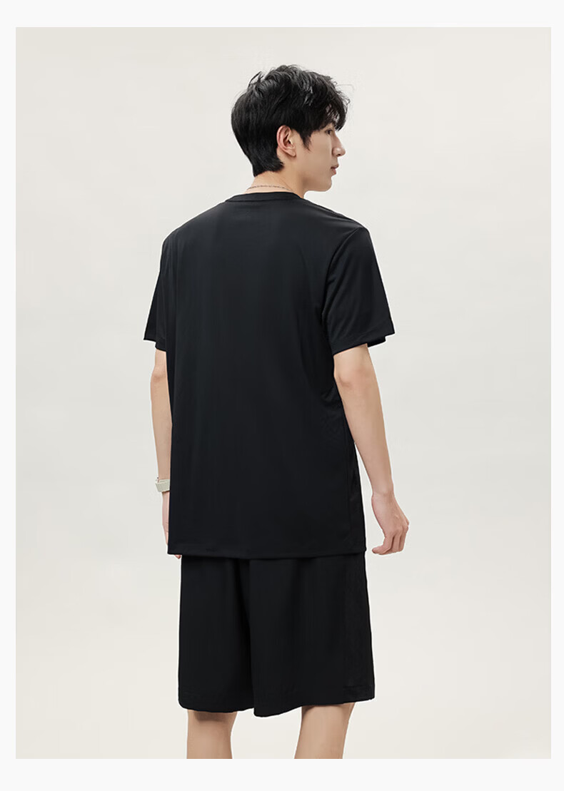 Li-Ning Men's Running Sports Set Quick-Dry Ice Silk Short Sleeve and Shorts Summer New Badminton Basketball Fitness Training Suit 13