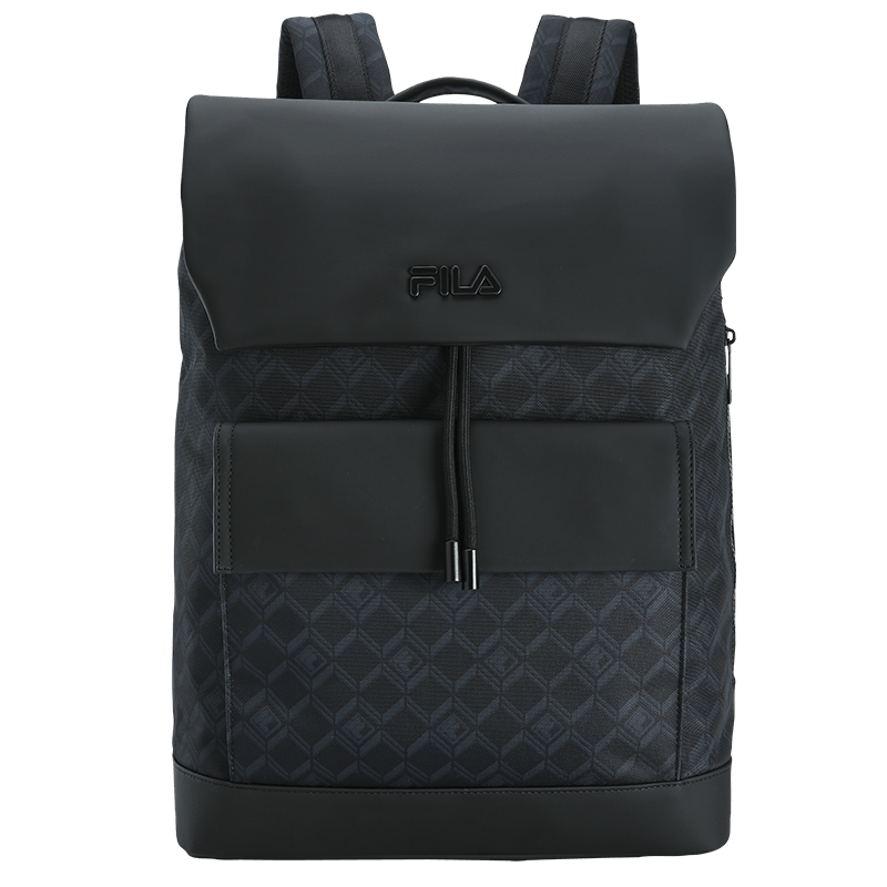 FILA Official "Black Warrior" Men's Commuter Fashion Casual Backpack Flap Double Shoulder Bag