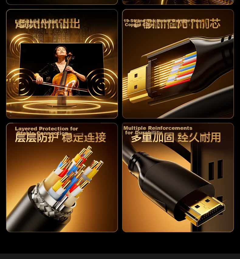 Deli HDMI Cable 2.1 Version 2m 8K60Hz 4K240Hz High-Definition Video Cable Compatible with HDMI 2.0 Laptop TV Monitor Projector AJ21H-20 4