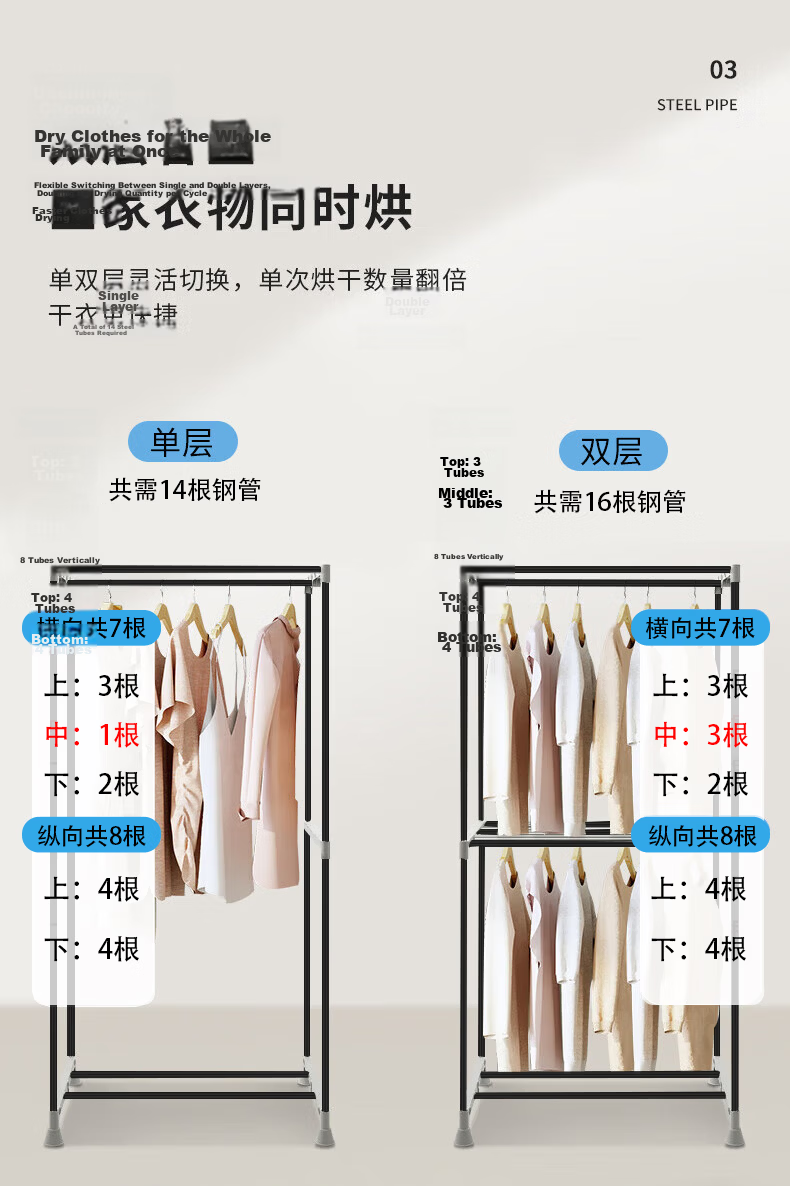 Tianjun Little Angel Multi-Hook Cylinder Dryer Large Capacity Double-Layer Round Clothes Dryer Fast Drying Home Baby Underwear Mite-Killing Dryer TJ-1Y23 10
