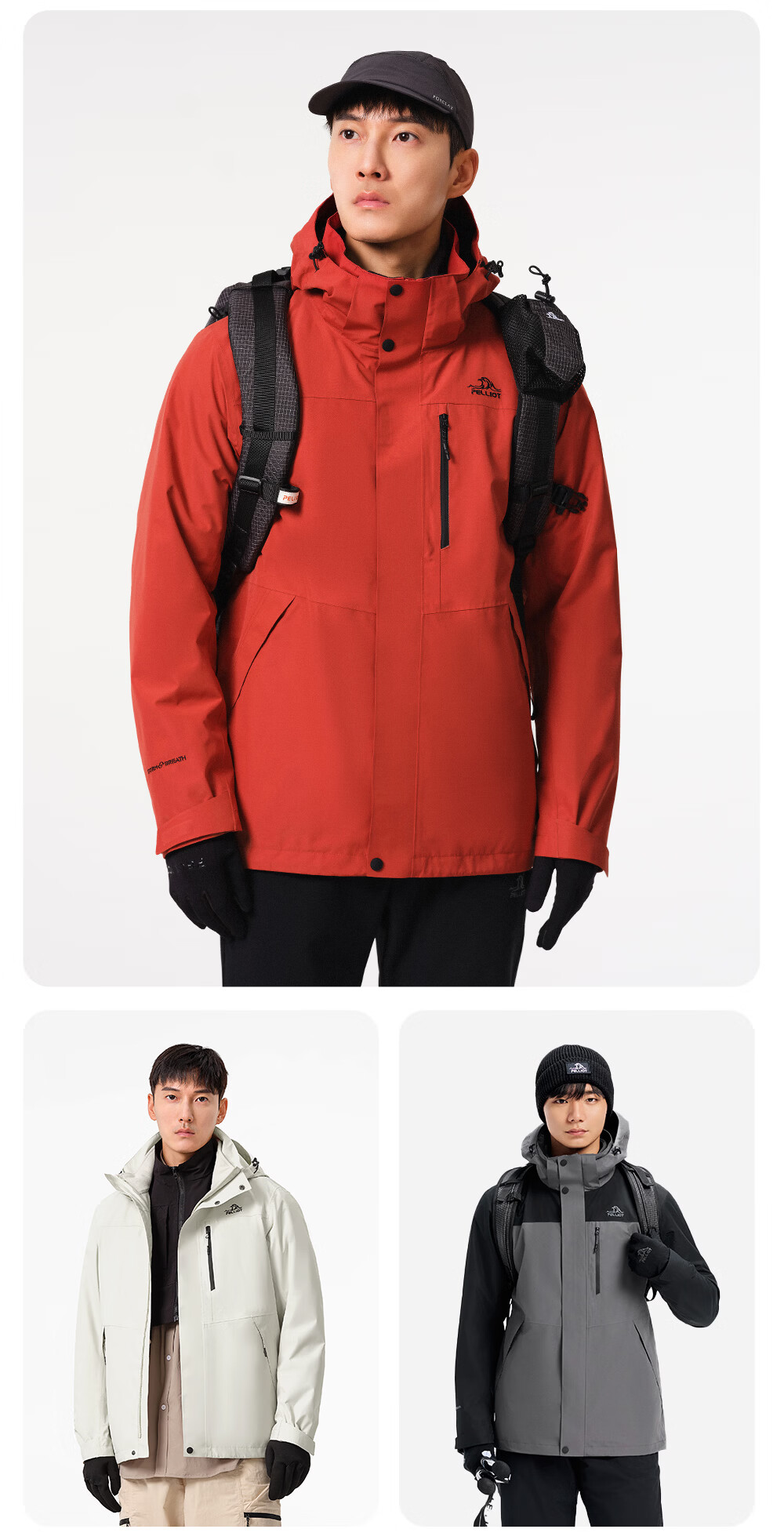 Pelliot Mountain Classic 2.0 3-in-1 Waterproof Jacket Unisex Spring Autumn Warm Coat Jacket 11340105 Blue S 22