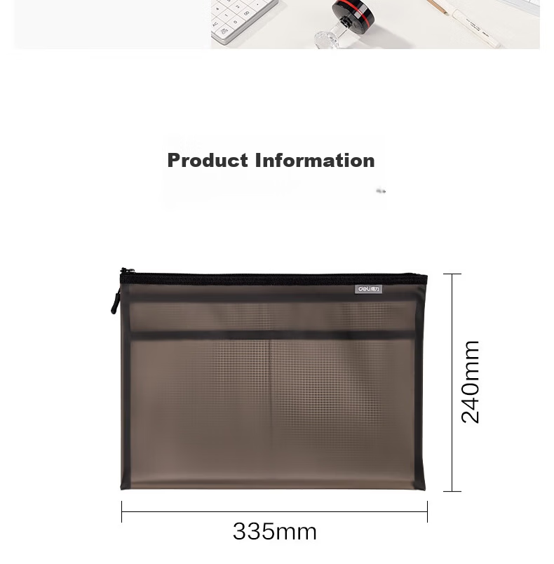 Deli TPU Zipper Bag Document Bag Grade 1 Primary School Subject Classification File Folder Document Certificate Storage Gray 64867 15