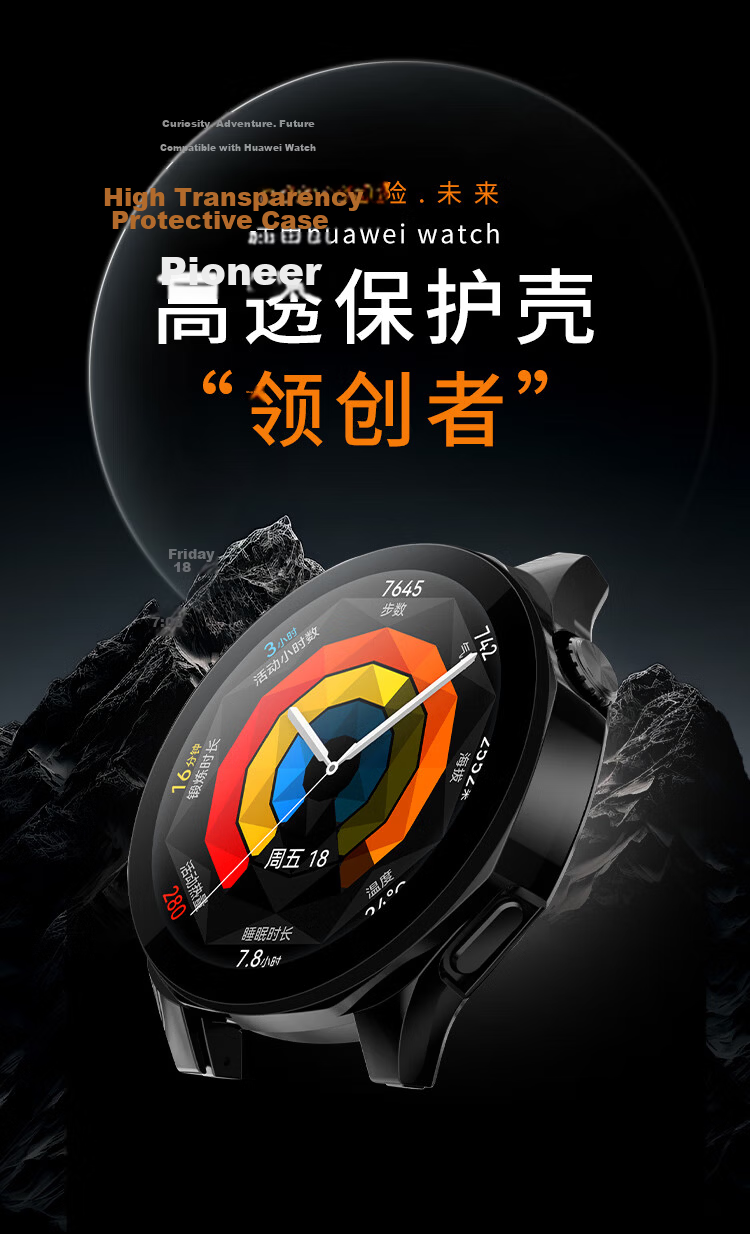Iboann Protective Case for Huawei GT4, Hard Shell Watch Case with Integrated Film, Men's Style, 46mm Huawei Watch GT4 Protective Cover, Waterproof And Shockproof Accessory, Black 1