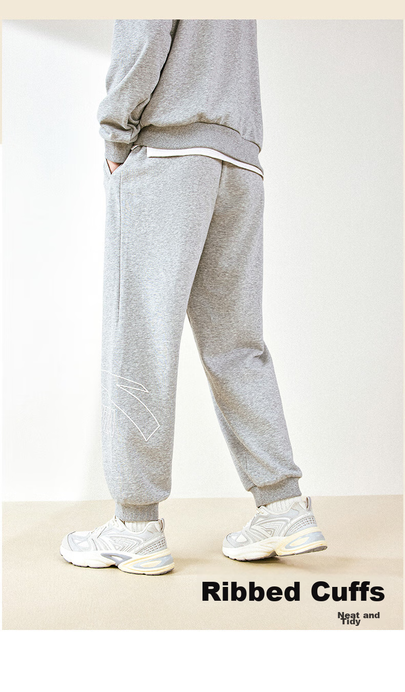 ANTA Fleece-Lined Sweatpants for Men, Winter New Style Knitted Sports Trousers, Casual Joggers, Versatile Men's Pants 14