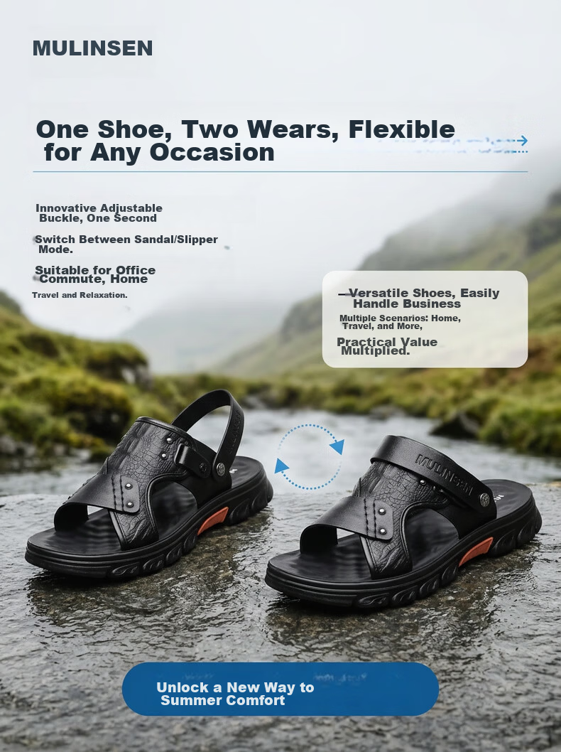 MULINSEN Men's Lightweight Breathable Casual Beach Sandals Soft Sole Outdoor Dual-Wear Slippers V7290258 3