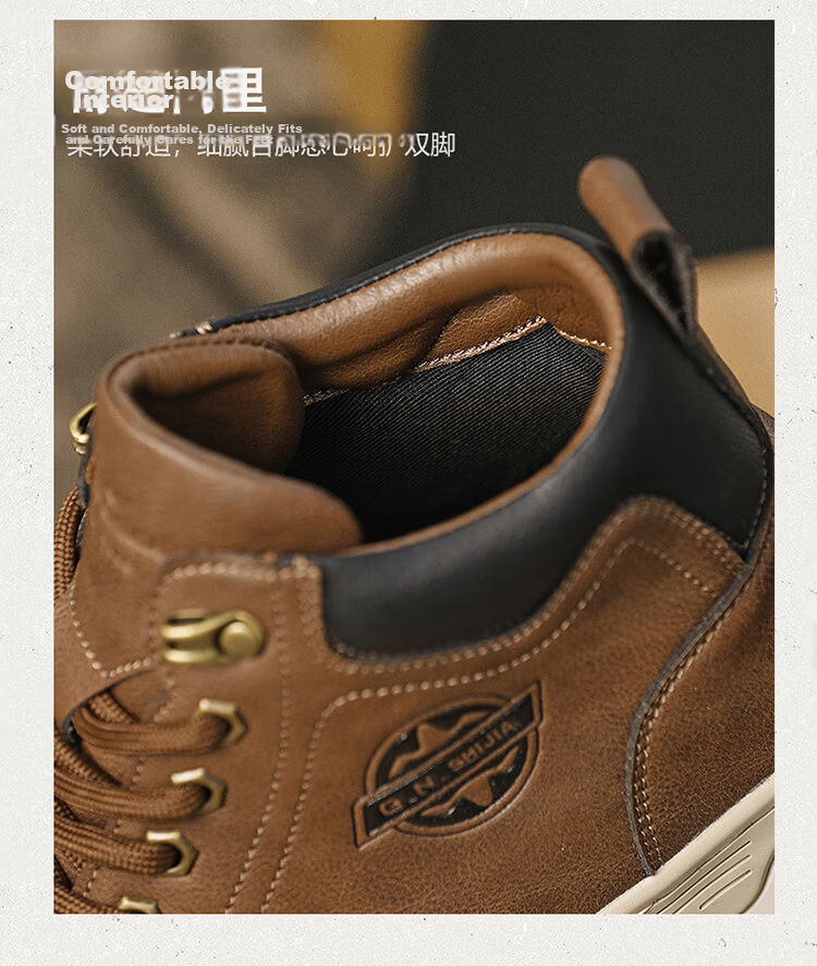 Bull Family Martin Boots Men 2026 Autumn Winter New High-Top Sneakers Men's Casual Outdoor Sports Hiking Shoes 11