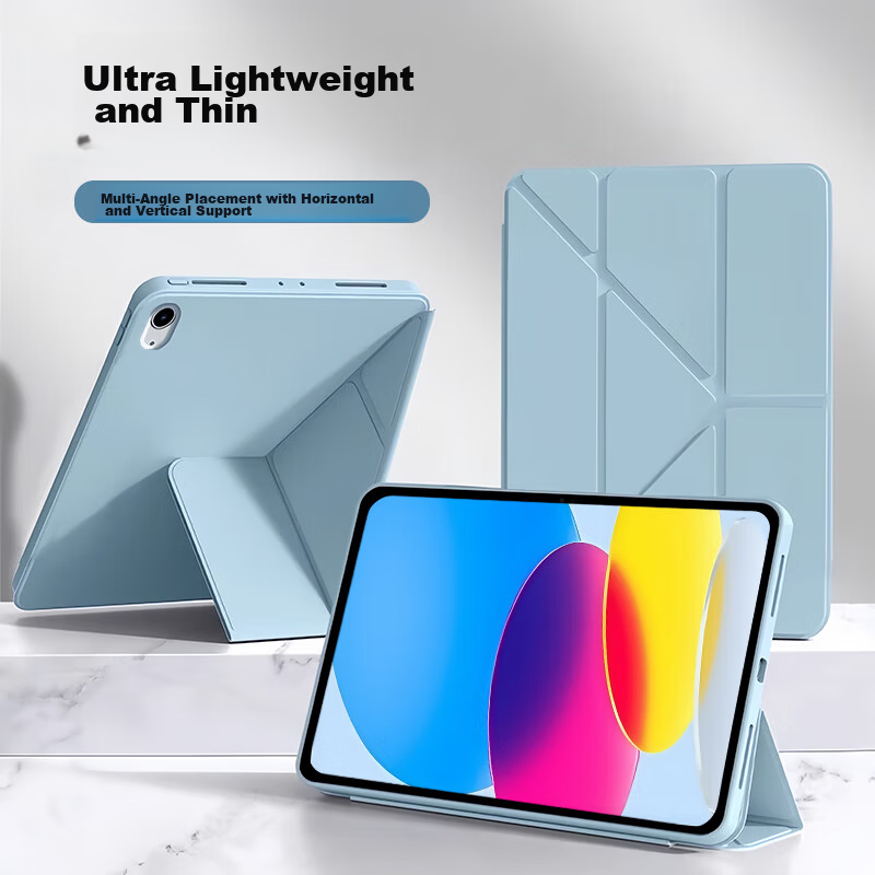 DunYouJiang Protective Case for 2026/25 iPad 12/11/10th Gen 11-inch A16 Apple Tablet Shockproof Folding Cover White Ice Blue