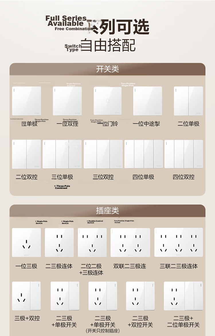 BULL Surface-Mounted Large Panel Switch Socket G59 Series 16A Three-Hole Air Conditioner Socket G59Z104 17
