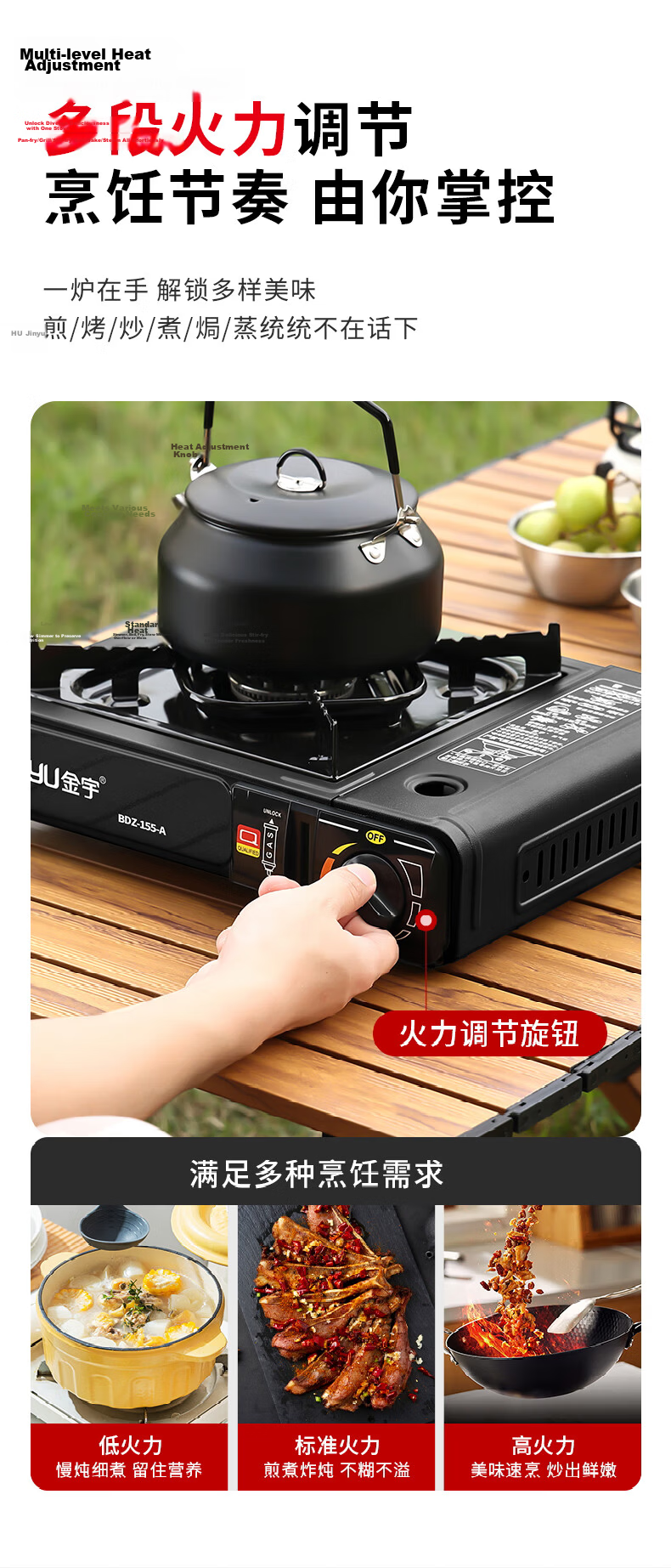 Jinyu Portable Gas Stove Set for Outdoor Picnics And Camping, Compact Gas Stove with Cartridge Burner And Grill Plate, 32CM 9