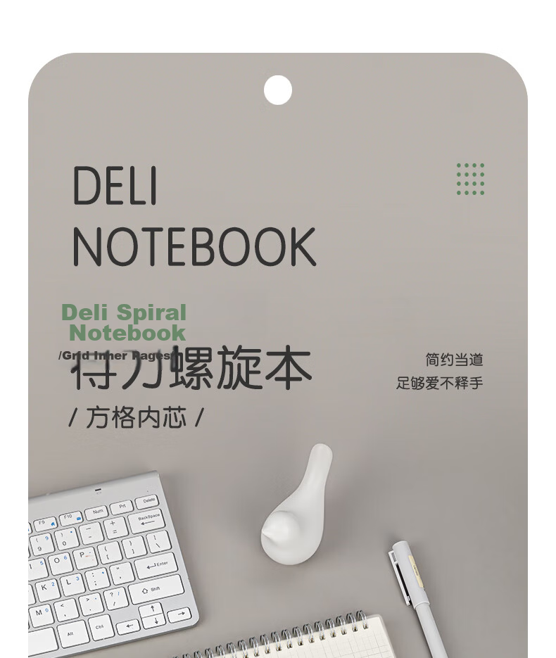 Deli A4 Student Spiral Notebook 80 Sheets 2-Pack Grid Paper LPA480-02 1