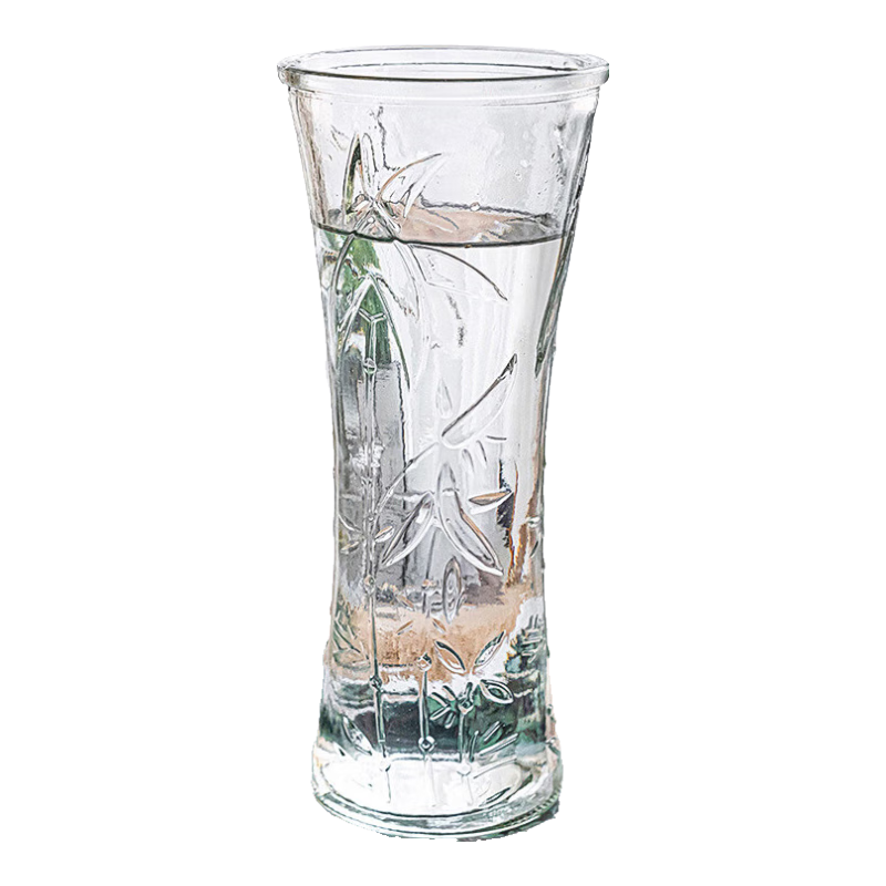Jidukongjian Glass Vase, Living Room Decor, Desktop Hydroponic Flower Arrangement, Transparent Lucky Bamboo, Large Round-Mouth Vase