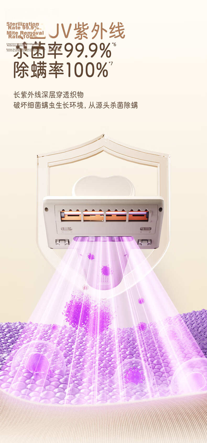 Supor Wireless Mite Removal Vacuum Cleaner Lightweight Portable Bed Cleaner High Suction Dual Cup Home Bed Sterilization Dust Mite and Hair Removal All-in-One ER-TT20X 15
