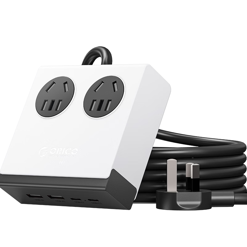 ORICO Panda Power Strip/Extension Cord/Surge Protector/Multi-Outlet Strip/Power Bar/Single-To Extension Cord/Dorm And Home Use Power Strip/Desk Charging Station, 3C Certified, Total Length 2.8 Meters White