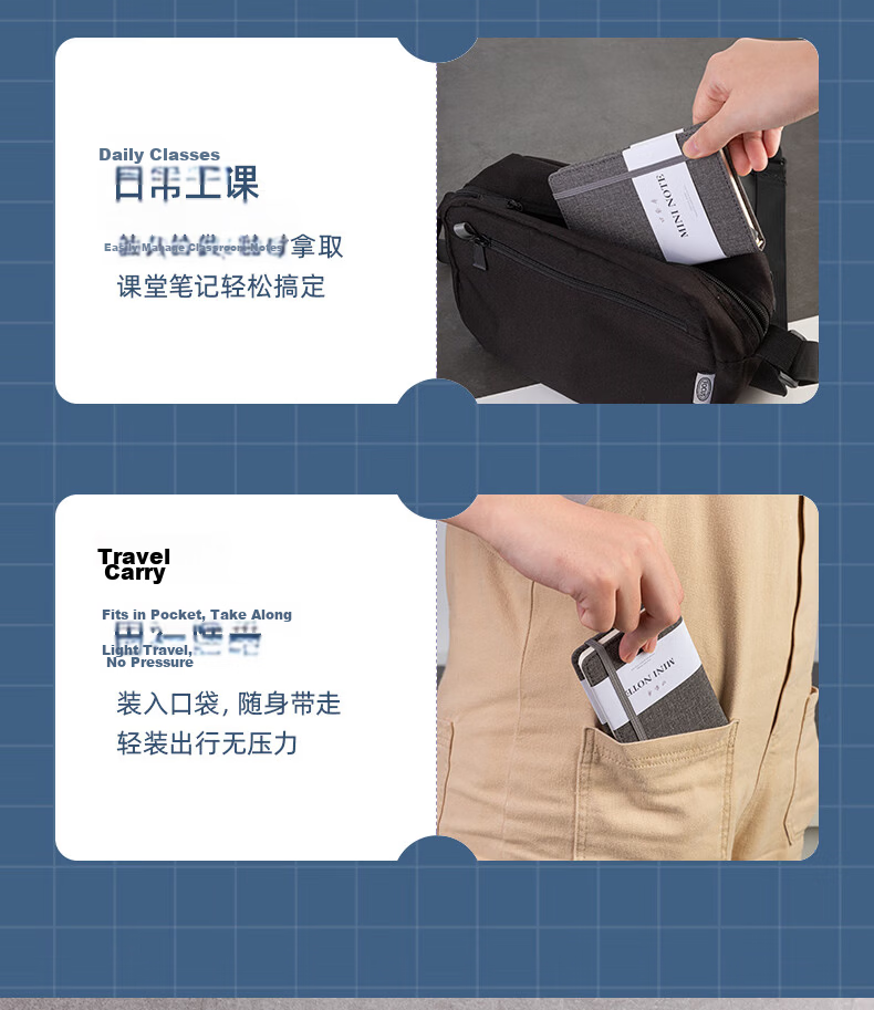 Deli A7/96 Sheets Portable Creative Mini Pocket Notebook Student Small Notepad Black 22235 10