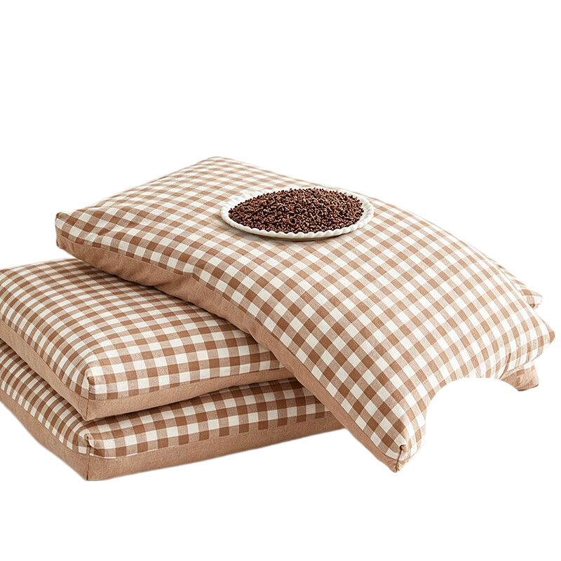 CROWN Buckwheat Pillow Pure Cotton Class A 100% Buckwheat Hull Neck Support Pillow Core for Deep Sleep Pair of 2