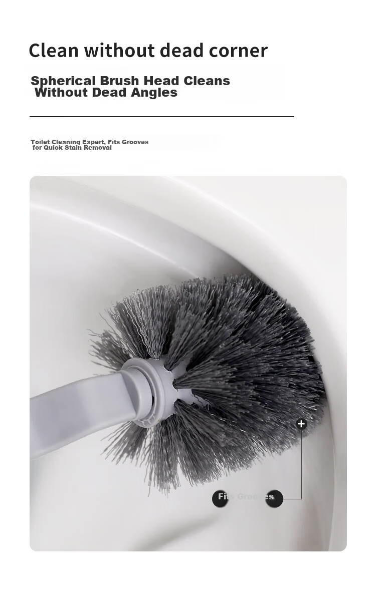 Grace Toilet Brush Wall-Mounted Extended Handle Bathroom Cleaning Brush 4