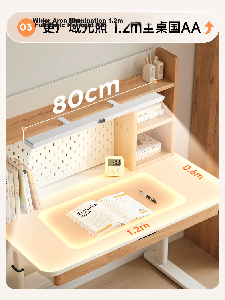 Kids Vision Clip-On Desk Lamp Eye Protection Student Study Table Full Spectrum Wardrobe Bunk Bed Study Light GA-36W 6