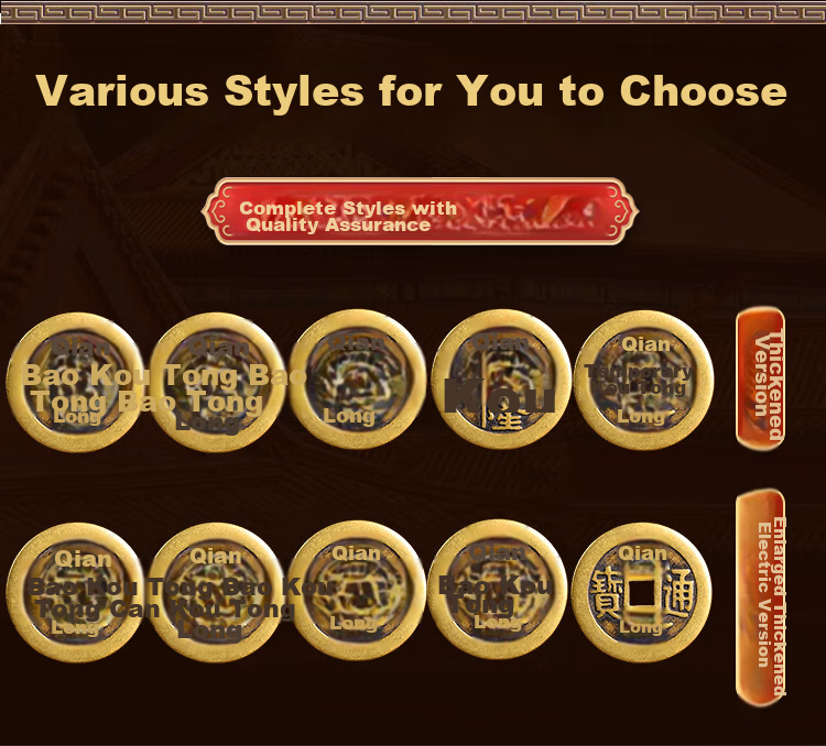 Bin Yue Copper Coin Five Emperor Coins Thickened Door Threshold Stone Five Emperor Copper Coins Kangxi Shunzhi Qianlong Tongbao Loose Copper Coins Set of 10 5