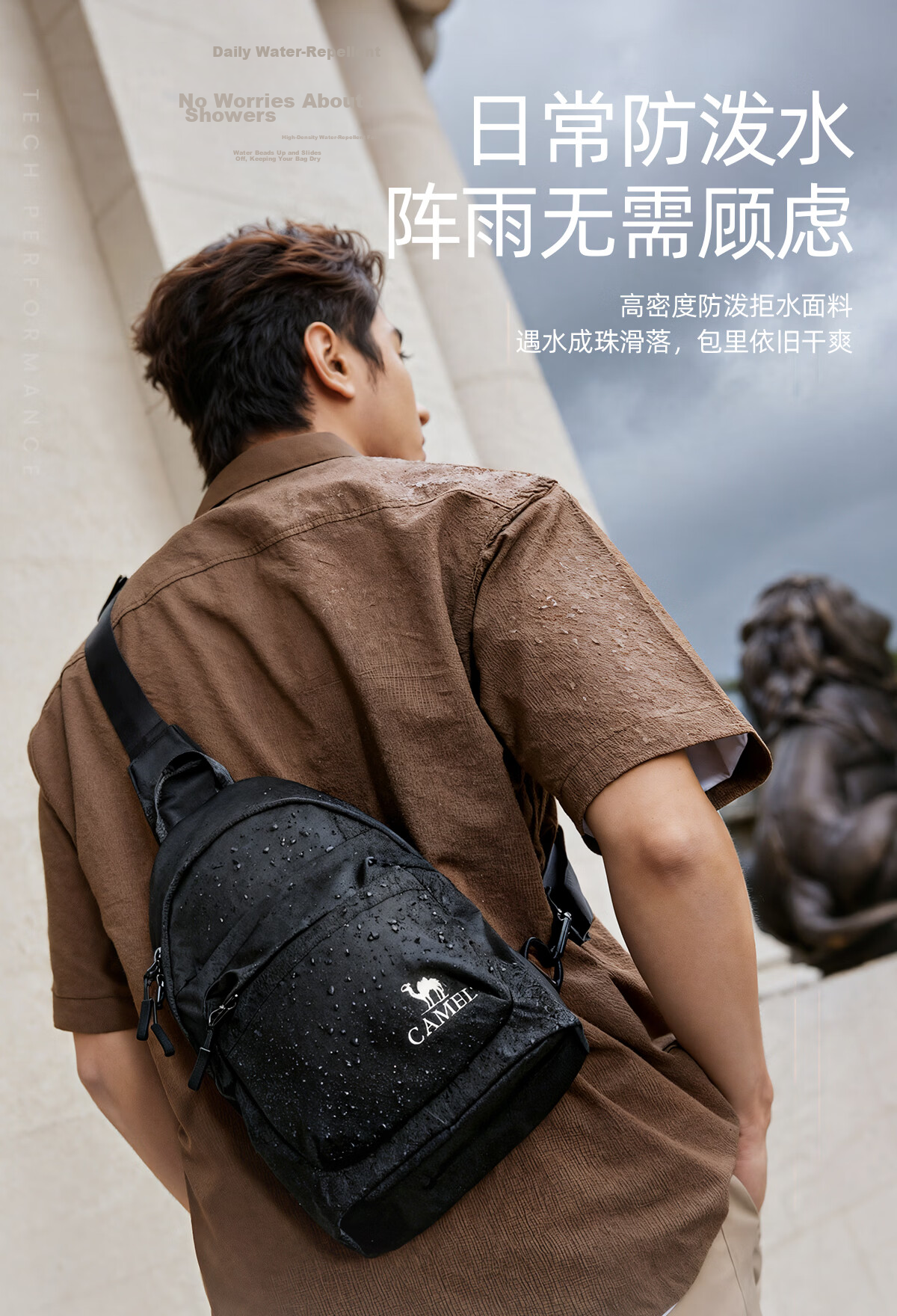 CAMEL Lightweight Commuter Crossbody Bag Student Waist Pack Outdoor Large Capacity Casual Portable Chest Bag Haze Blue 575C633030 8