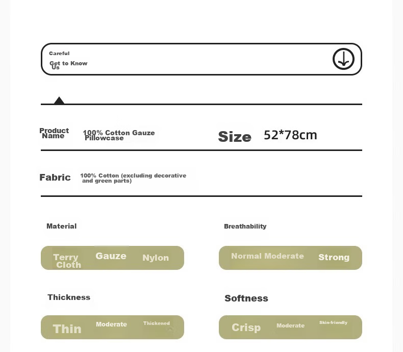 MUJI A-Class 100% Cotton Four-Layer Gauze Pillowcase Set with Elastic Band 52x78cm Bear Pattern, Pair 15