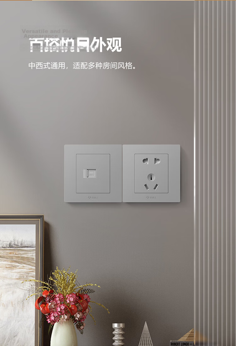 BULL G31 Series Single Port Cat5e Network Socket 86 Type Panel G31T102 Starry Gray 2