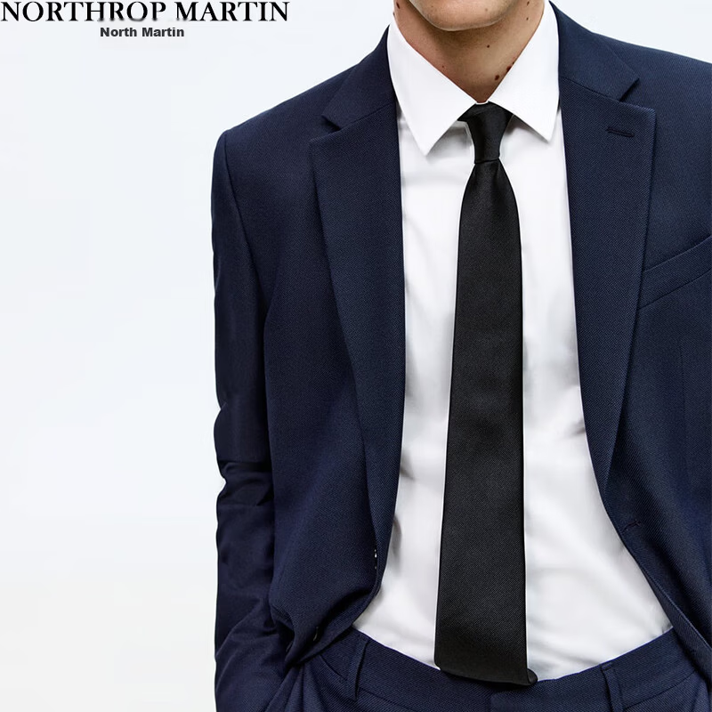 North Martin Premium Silk Tie for Men Formal Business Suit Shirt Hand-Tied Gift Box Luxury Pure Black