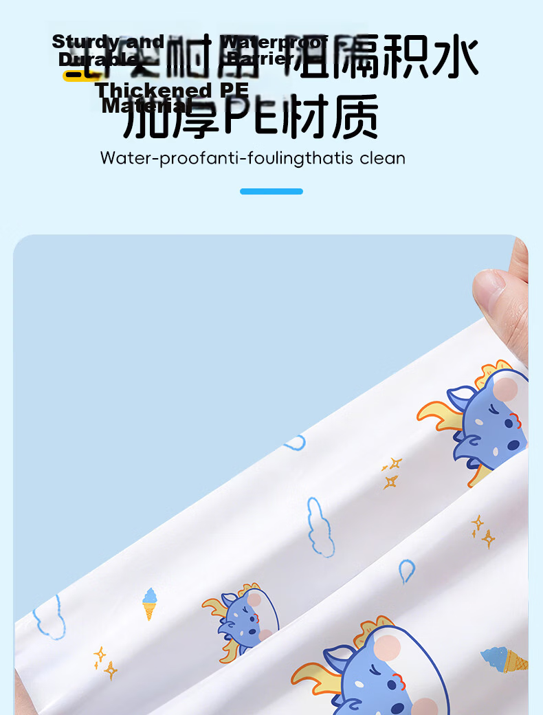 Qihaiqiu Kids Disposable Waterproof Rain Shoe Covers Thickened High-Top Rain Boots Long Cartoon Bunny Design 10-Pack 4
