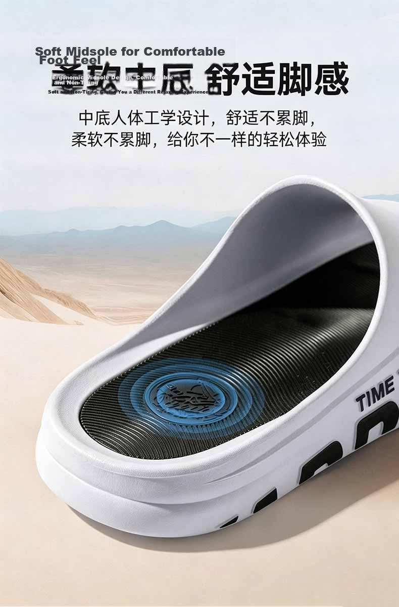 Huili Men's Slippers, Summer Thick-Soled Non-Slip Bathroom Slide Sandals, Outdoor Wear, Soft Sole, Durable Beach Sandals, Black And Gray, Size 42-43 9
