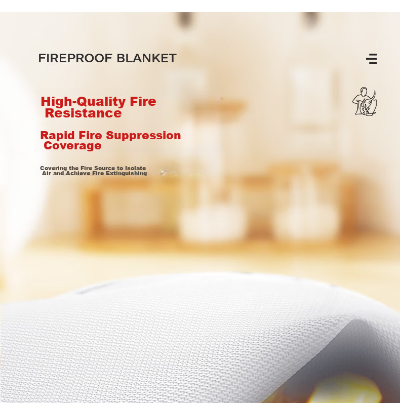 QuXing Silicone Fire Blanket Fireproof Blanket for Home Kitchen Factory Fire Extinguisher Safety Escape Blanket 1.5X1.5M 5