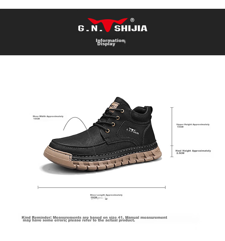 Bull Family Big Head Martin Boots Men Autumn Winter New British Retro Mallard Work Boots Outdoor High Top Sneakers Men 7