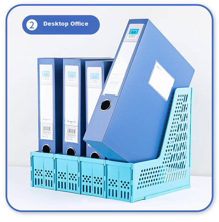 GuangBo 10-Pack 55mm Wide Plastic File Boxes Thickened Document Storage Boxes Financial Voucher Organizer Office Supplies A88005 Blue 7